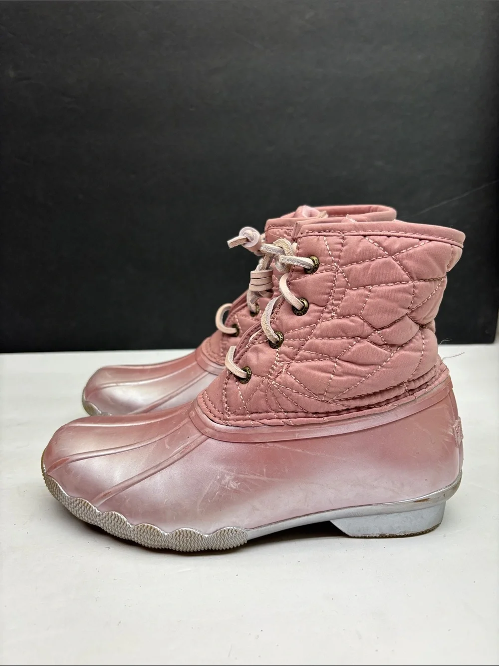 Sperry kids Pink Duck Boot Waterproof Ankle Boots, sz 3 little girl, box 77